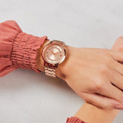 Guess Montauk Rose Gold Dial Rose Gold Steel Strap Watch For Women - W0933L3