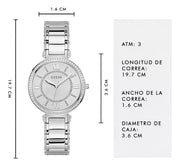 Guess Montage Quartz Silver Dial Silver Steel Strap Watch For Women - GW0588L2