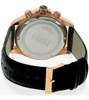 Hugo Boss Ikon Chronograph Black Dial Black Leather Strap Watch for Men - 1513179