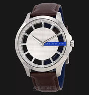 Armani Exchange Hampton Chronograph White Dial Brown Leather Strap Watch For Men - AX2187