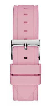 Guess Zena Quartz White Dial Pink Rubber Strap Watch For Women - W1094L4
