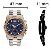 Guess Commander Chronograph Blue Dial Two Tone Steel Strap Watch for Men - GW0056G5