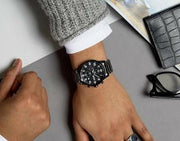 Hugo Boss Aeroliner Chronograph Black Dial Black Steel Strap Watch for Men - 1513180