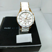 Marc Jacobs Rock Chronograph White Dial White Silicone Strap Watch for Women - MBM2546