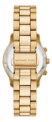 Michael Kors Runway Chronograph Gold Dial Gold Steel Strap Watch For Women - MK7326