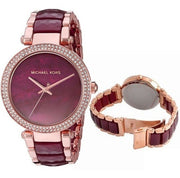 Michael Kors Parker Maroon Dial Two Tone Steel Strap Watch for Women - MK6412