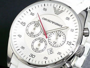 Emporio Armani Sport Chronograph White Dial White Silicone Strap Watch For Men - AR5859