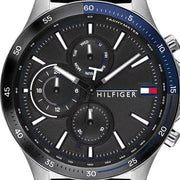 Tommy Hilfiger Bank Quartz Black Dial Black Rubber Strap Watch for Men - 1791724