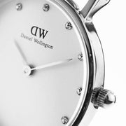 Daniel Wellington Classy Bristol White Dial Brown Leather Strap Watch For Women - DW00100070