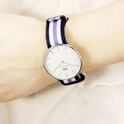 Daniel Wellington Classic Trinity White Dial Three Tone Nylon Strap Watch For Women - 0609DW