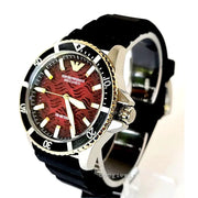 Emporio Armani Sea Explorer Meccanico Automatic Red Dial Black Silicon Strap Watch For Men - AR60070