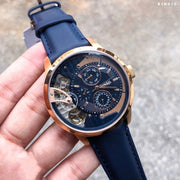 Fossil Townsman Twist Skeleton Blue Dial Blue Leather Strap Watch for Men -  ME1138