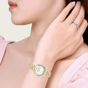 Swarovski Lovely Crystals White Dial Gold Steel Strap Watch for Women - 5242895
