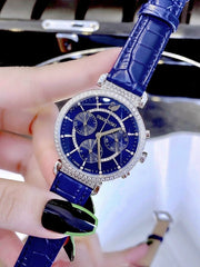 Swarovski Passage Chrono Crystal Blue Dial Blue Leather Strap Watch for Women - 5580342