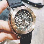 Fossil Modern Machine Automatic Skeleton Dial Black Leather Strap Watch for Men - ME3082