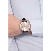 Emporio Armani Luigi Analog Bronze Dial Brown Leather Strap Watch For Men - AR11096