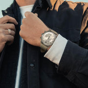 Emporio Armani Aviator Chronograph Grey Dial Beige Leather Strap Watch For Men - AR11107