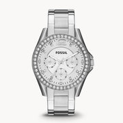 Fossil Riley Multifunction Silver Dial Silver Steel Strap Watch for Women - ES3202