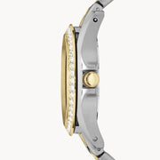 Fossil Riley White Dial Two Tone Steel Strap Watch for Women - ES3204