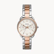 Fossil Tailor White Dial Two Tone Steel Strap Watch for Women - ES4396