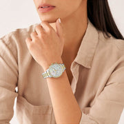 Fossil Neutra Chronograph Mother of Pearl White Dial Two Tone Steel Strap Watch for Women - ES5216