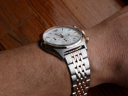 Emporio Armani Zeta Chronograph Quartz White Dial Two Tone Steel Strap Watch For Men - AR1998