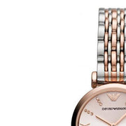 Emporio Armani Gianni T Bar Pink Dial Two Tone Steel Strap Watch For Women - AR11223