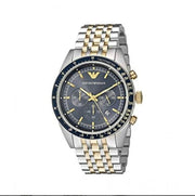 Emporio Armani Tazio Chronograph Blue Dial Gold & Silver Stainless Steel Strap Watch For Men - AR8030
