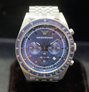 Emporio Armani Sportivo Chronograph Blue Dial Silver Steel Strap Watch For Men - AR6072