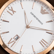 Emporio Armani Giovanni Quartz White Dial Brown Leather Strap Watch For Men - AR11211