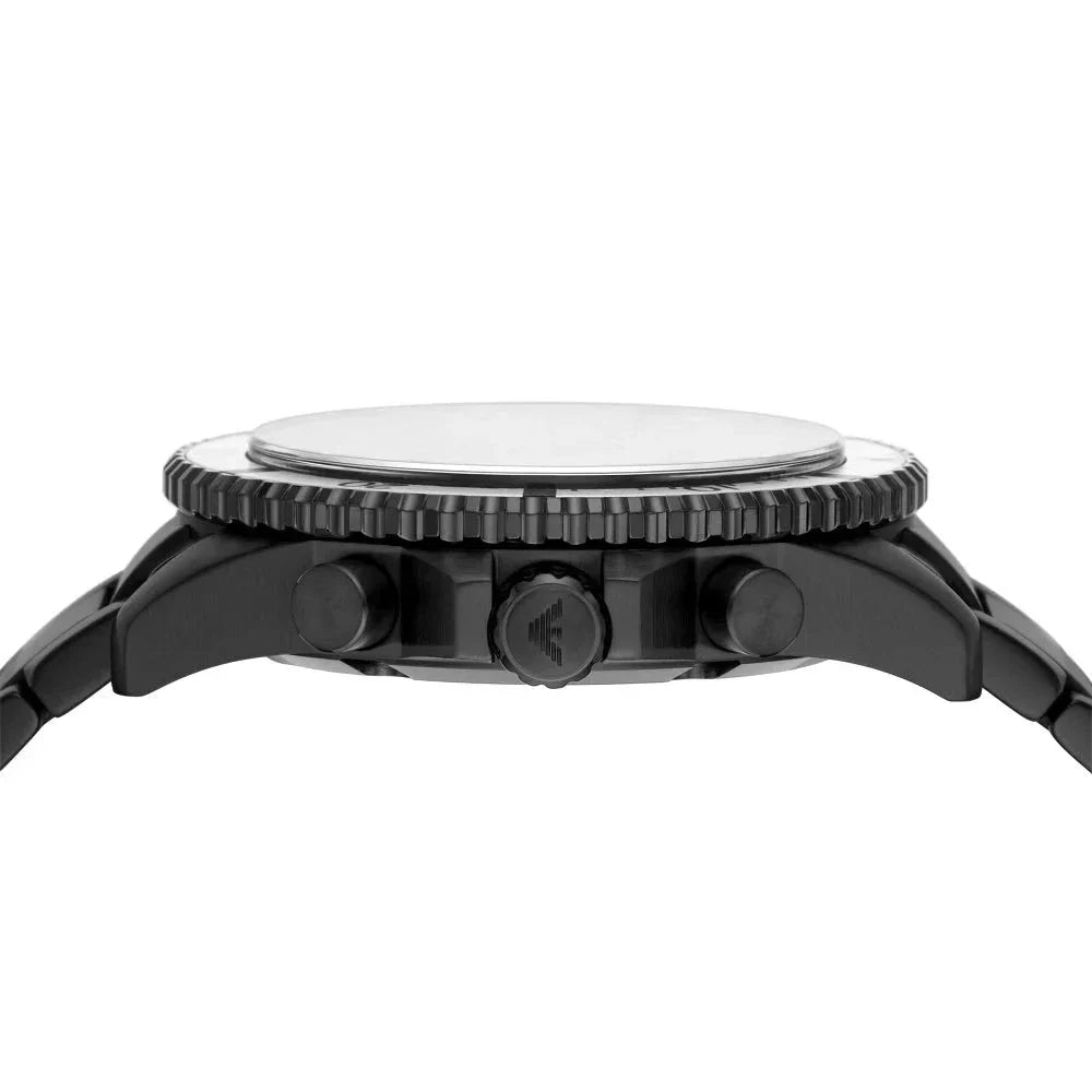 Emporio Armani Diver Chronograph Black Dial Black Steel Strap Emporio Armani Diver Chronograph Black Dial Black Steel Strap