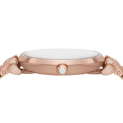 Emporio Armani Gianni T-Bar Crystals Silver Dial Rose Gold Steel Strap Watch For Women - AR11446