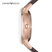 Emporio Armani Meccanico Automatic Silver Dial Brown Leather Strap Watch For Men - AR60039