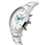 Fossil Neutra Chronograph White Dial Silver Steel Strap Watch for Men - FS5433