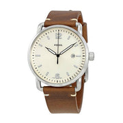 Fossil The Commuter White Dial Brown Leather Strap Watch for Men - FS5275