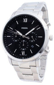 Fossil Neutra Chronograph Black Dial Silver Steel Strap Watch for Men - FS5384