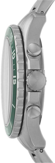 Fossil FB-03 Chronograph Green Dial Silver Steel Strap Watch for Men - FS5726