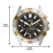 Fossil Garrett Analog Black Dial Two Tone Steel Strap Watch for Men - FS5771