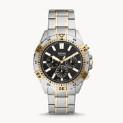 Fossil Garrett Analog Black Dial Two Tone Steel Strap Watch for Men - FS5771