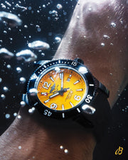 Breitling Superocean Automatic 46mm Yellow Dial Black Rubber Strap Watch for Men - M17368D71I1S1