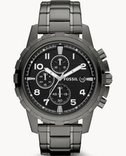 Fossil Dean Chronograph Black Dial Black Steel Strap Watch for Men - FS4721