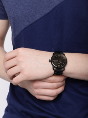 Fossil The Commuter Brown Dial Black Steel Strap Watch for Men - FS5277