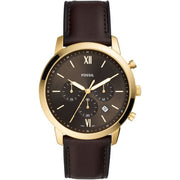 Fossil Neutra Chronograph Brown Dial Brown Leather Strap Watch for Men - FS5763