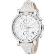 Fossil Boyfriend White Dial Beige Leather Strap Watch for Women - ES3811