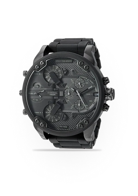 Diesel Mr Daddy 2.0 Chronograph Black Dial Black Steel Strap Watch For