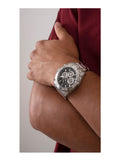 Guess Trophy Chronograph Diamonds Black Dial Silver Steel Strap Watch for Men - GW0390G1