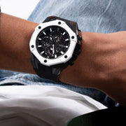 Guess Formula Chronograph Black Dial Black Silicone Strap Watch For Men - GW0579G1