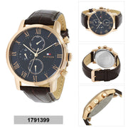 Tommy Hilfiger Kane Chronograph Blue Dial Brown Leather Strap Watch for Men - 1791399
