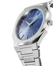 D1 Milano Ultra Thin Blue Dial Silver Steel Watch for Men - D1-UTBJ03