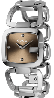 Gucci G Gucci Brown Dial Silver Steel Strap Watch For Women - YA125401